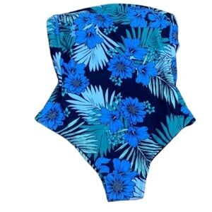 Kona Sol‎ swimsuit floral navy aqua blue tropical medium NWT